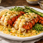 Butter-Poached Lobster Tails with Saffron Champagne Cream